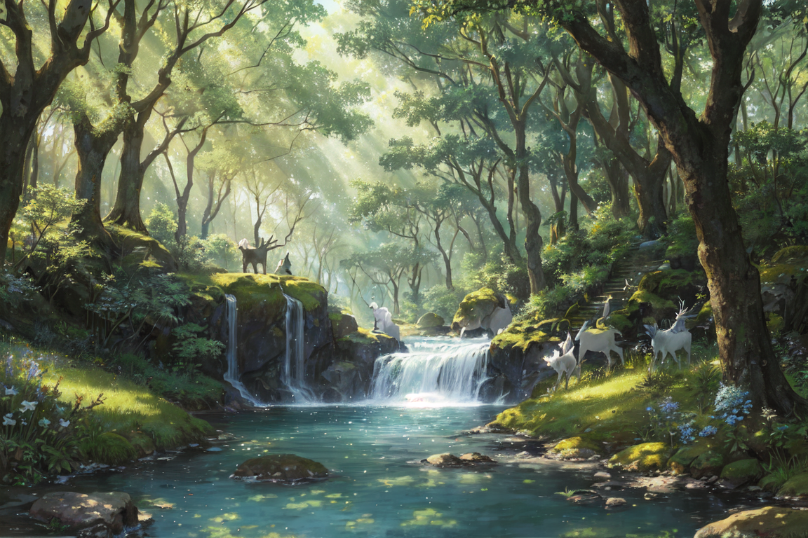 245391-2717833184-An enchanted forest filled with whimsical creatures like fairies and unicorns, with a gentle stream running through the center a.png